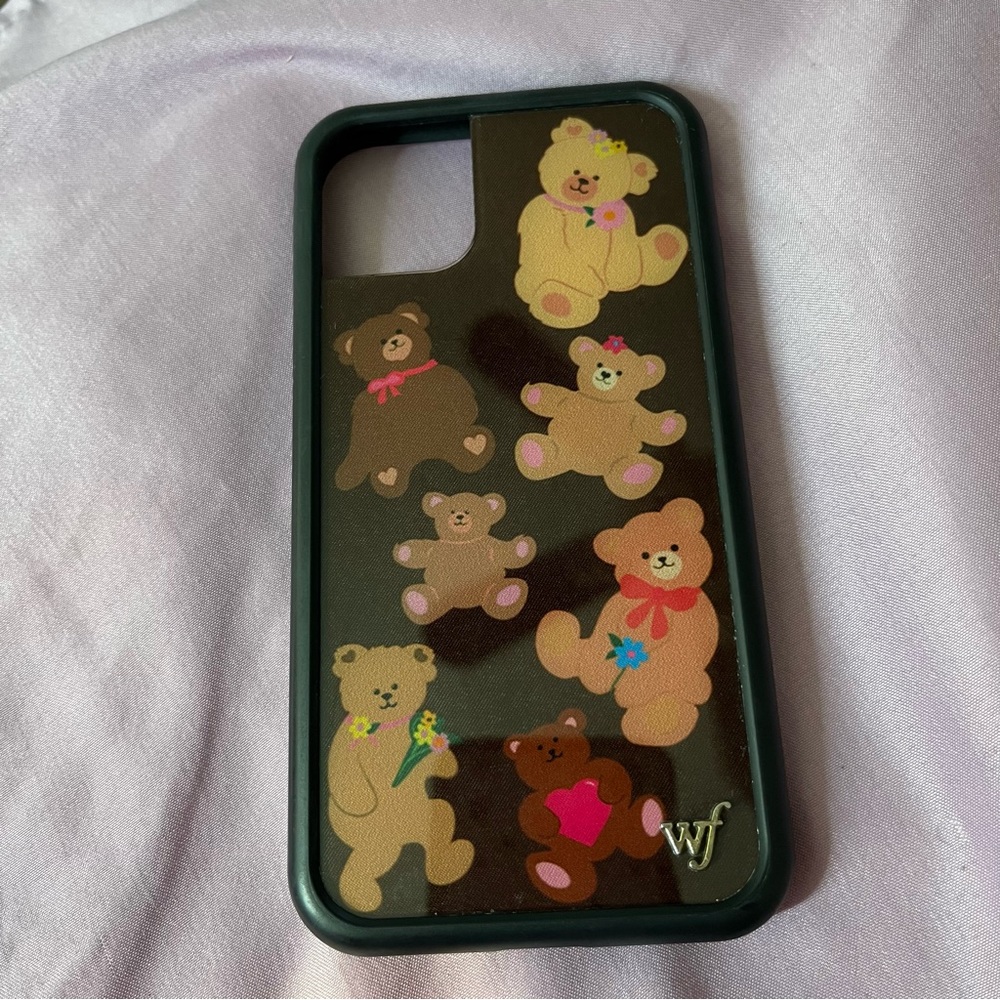 Wildflowers Teddy Bear Phone Case - Black and Brown